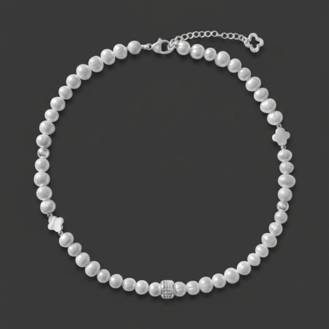 NEIJE - Collier Iconic Perles d'eau douce et Argent 925 – 45 cm + extension de 5 cm