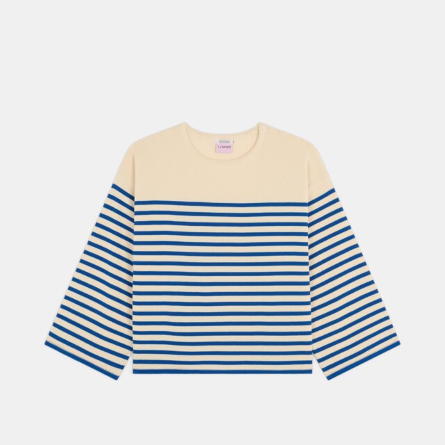 Tricots Jean Marc - Lori manches longues - Naturel / Bleu roi