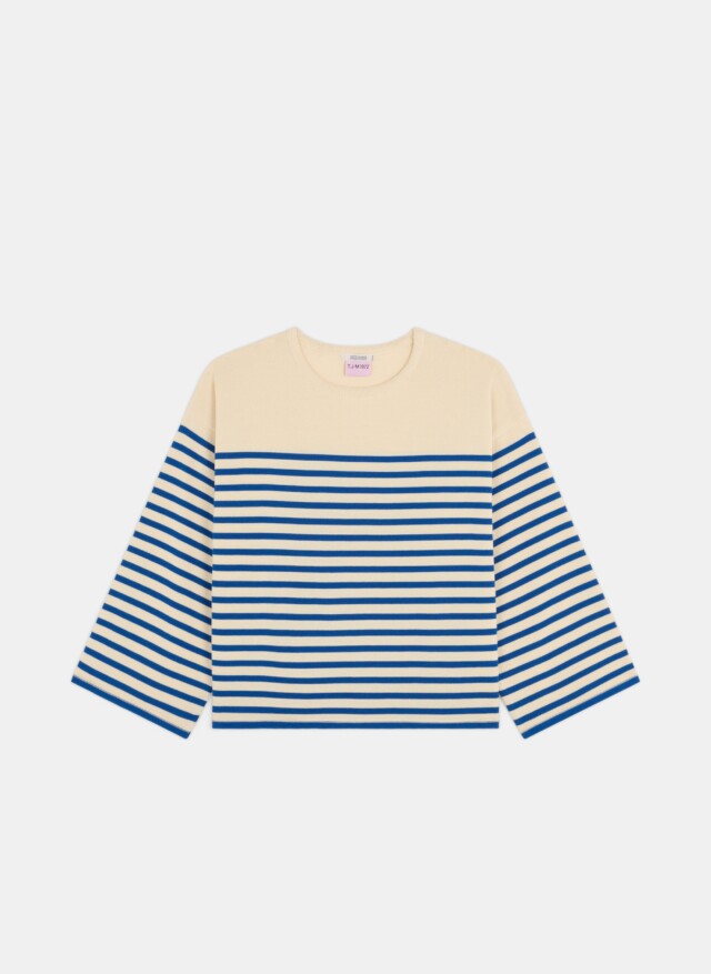 Tricots Jean Marc - Lori manches longues - Naturel / Bleu roi