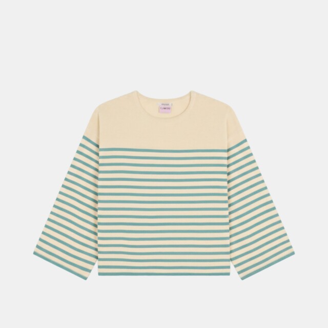 Tricots Jean Marc - Lori manches longues - Naturel / Vert d'eau