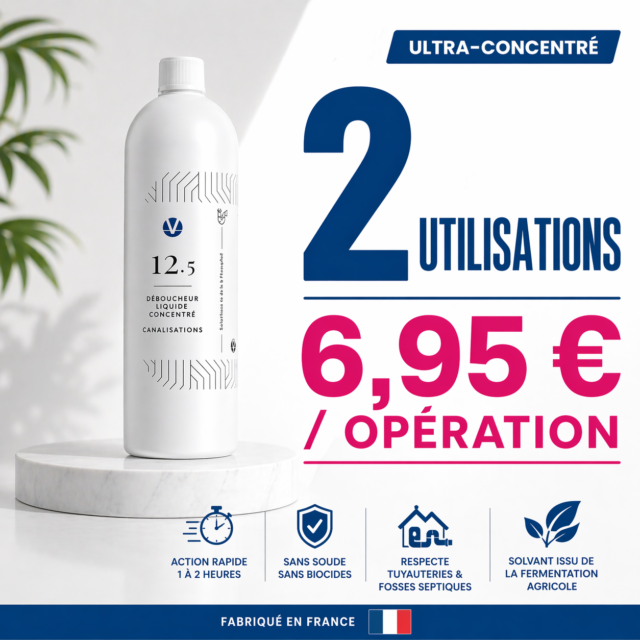 VHYG - Déboucheur Canalisation Surpuissant – Elimine les Bouchons dans les Eviers et Siphons – 2 Doses