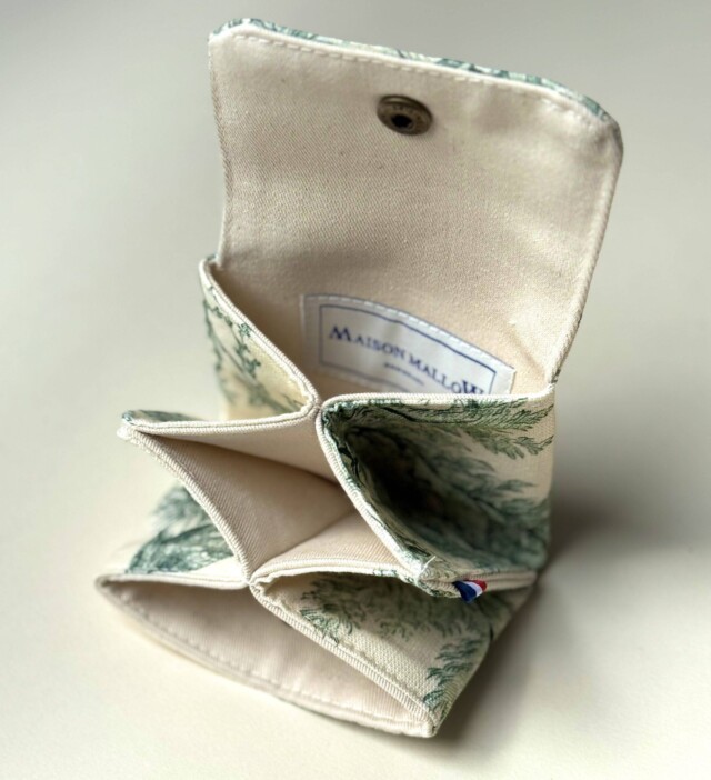 Maison Mallow - Mini Portefeuille Toile de Jouy verte