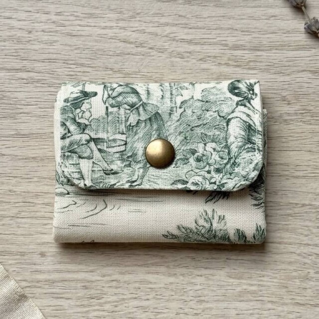 Maison Mallow - Mini Portefeuille Toile de Jouy verte