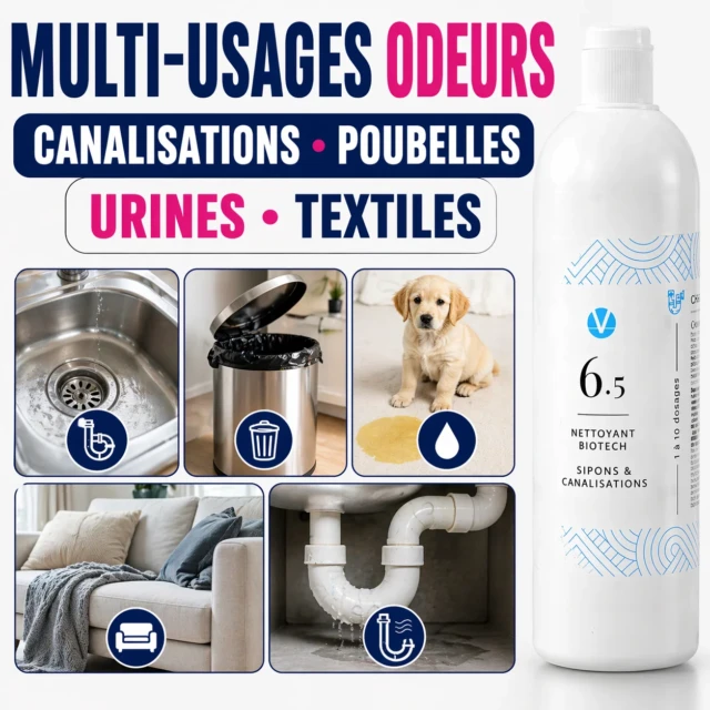 VHYG - Désodorisant Enzymatique Surfaces Canalisations N°6.5 – Odeurs | 50 doses | VHYG