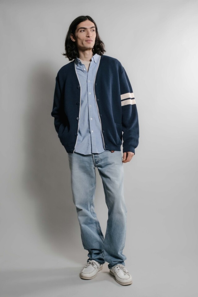 Nitto Knitwear - Youri cardigan Collège - Marine