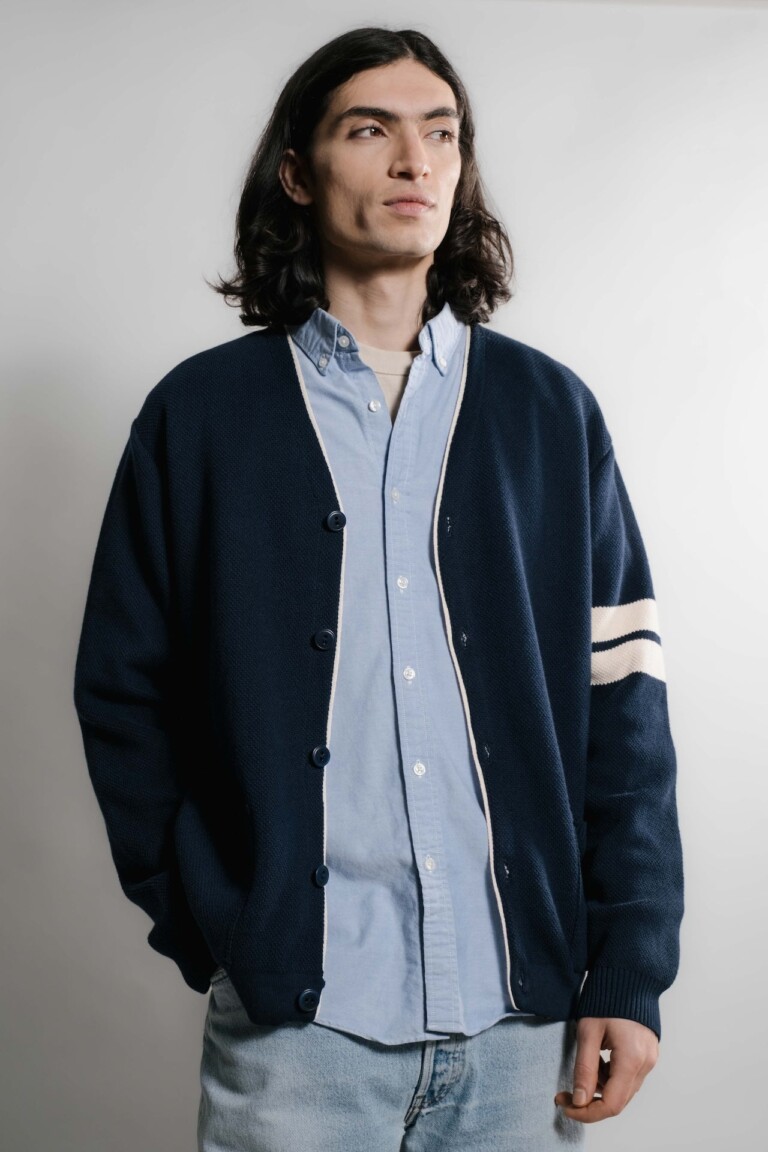 Nitto Knitwear - Youri cardigan Collège - Marine – XL