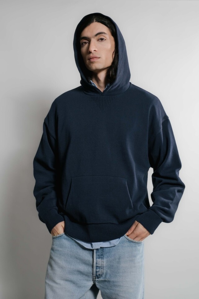 Nitto Knitwear - Pull Sevan Capuche - Marine
