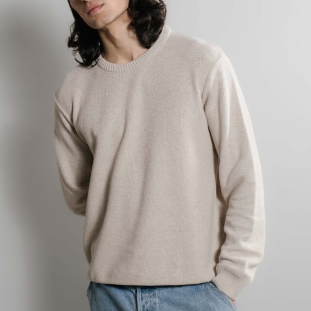 Nitto Knitwear - Agop col rond - Beige chiné