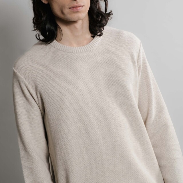 Nitto Knitwear - Agop col rond - Beige chiné