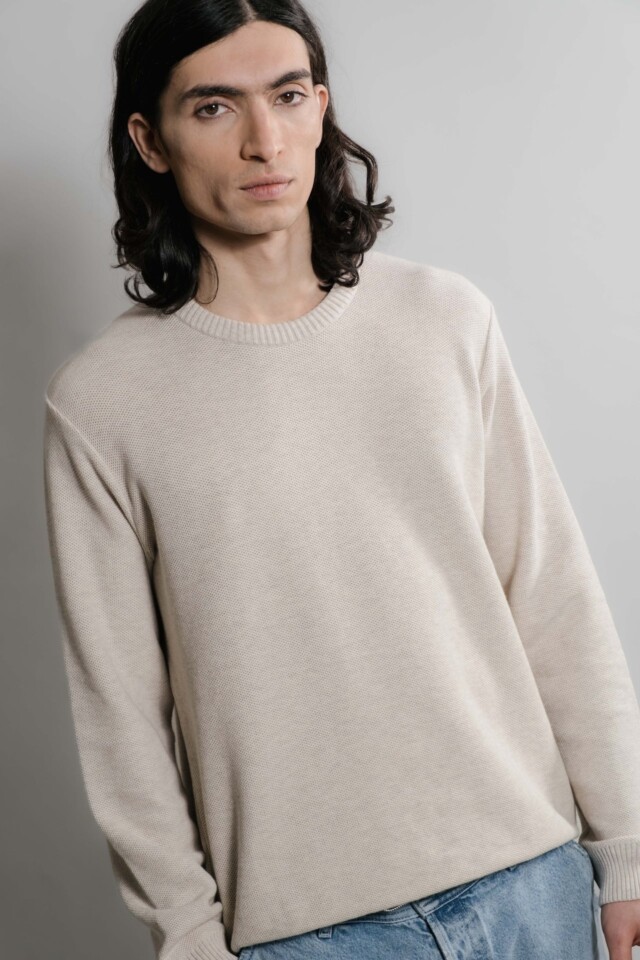 Nitto Knitwear - Agop col rond - Beige chiné