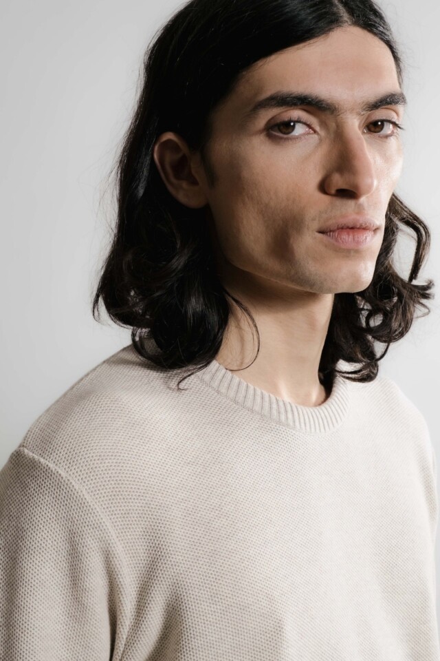 Nitto Knitwear - Agop col rond – Beige chiné