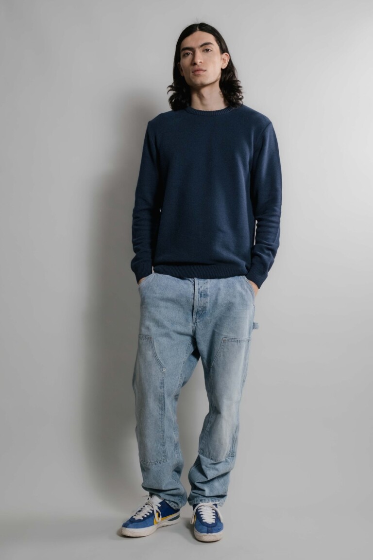 Nitto Knitwear - Agop col rond - Marine – XXL
