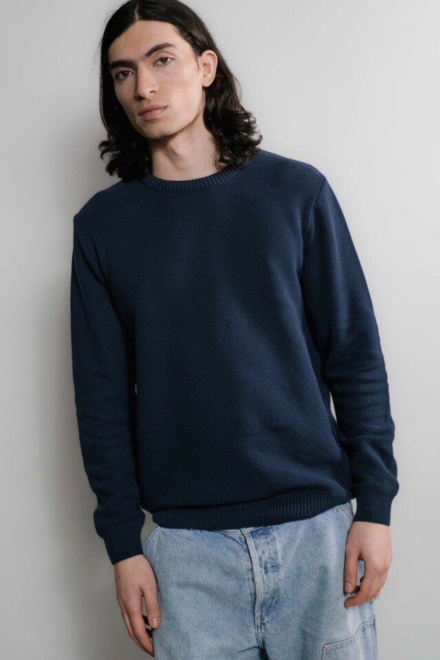 Nitto Knitwear - Agop col rond - Marine