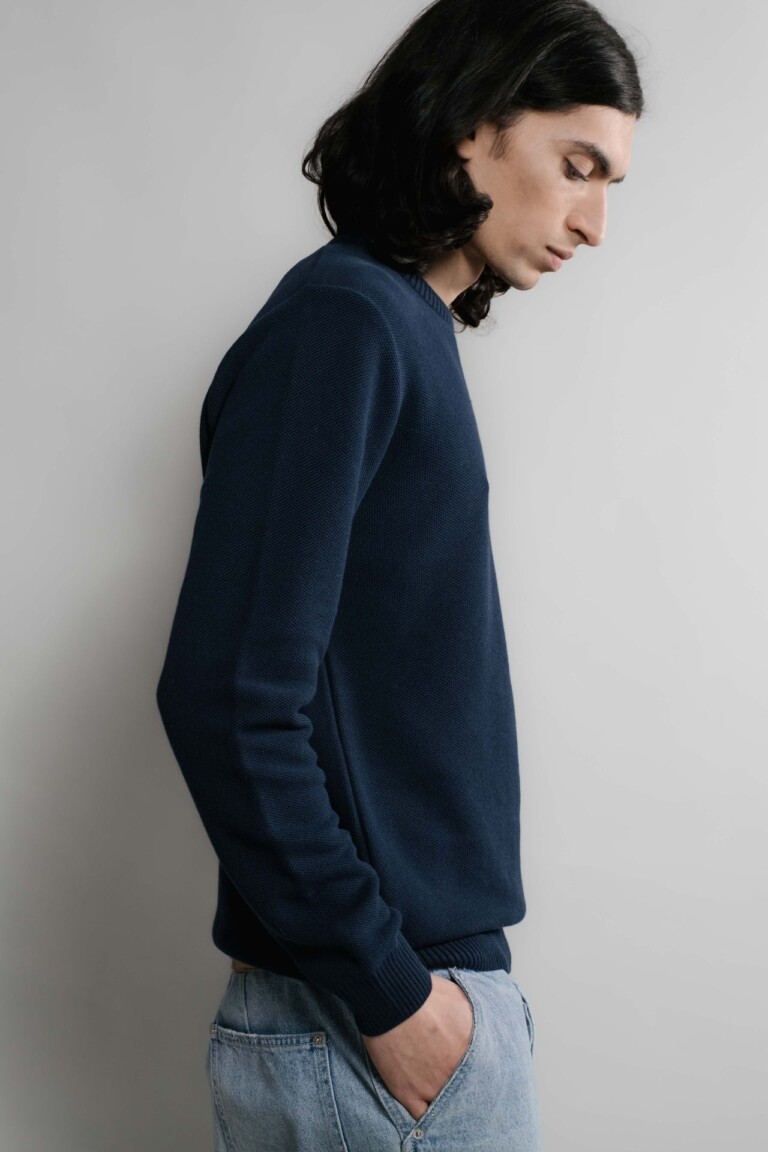 Nitto Knitwear - Agop col rond - Marine – XXL