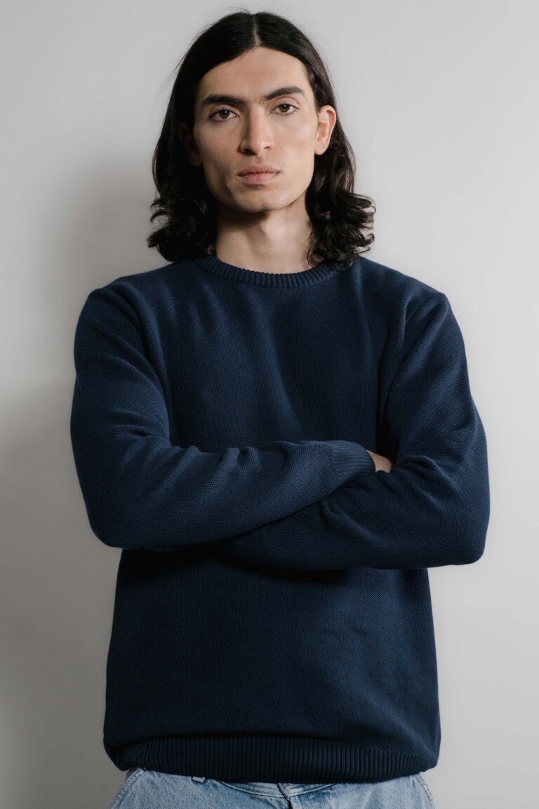 Nitto Knitwear - Agop col rond - Marine