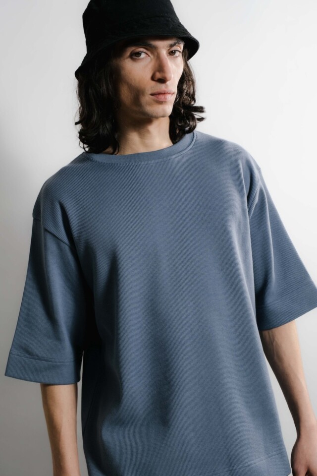 Nitto Knitwear - Vahé manches courtes - Indigo