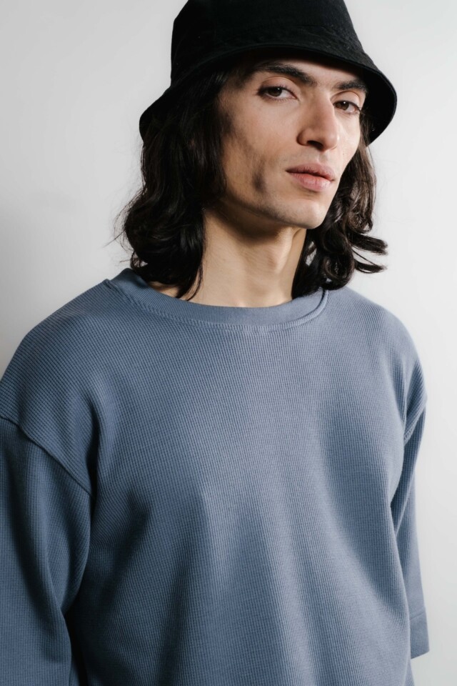 Nitto Knitwear - Vahé manches courtes - Indigo