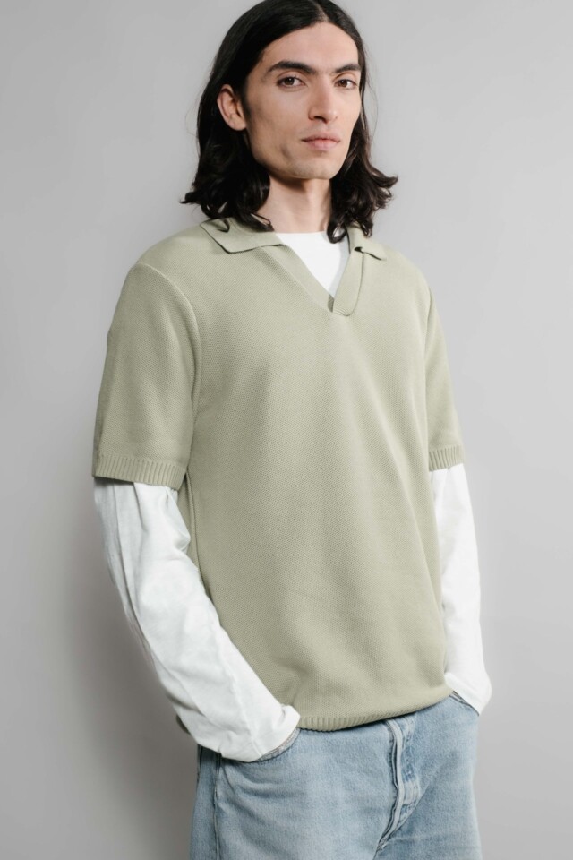 Nitto Knitwear - Agop Polo - Vert Olive