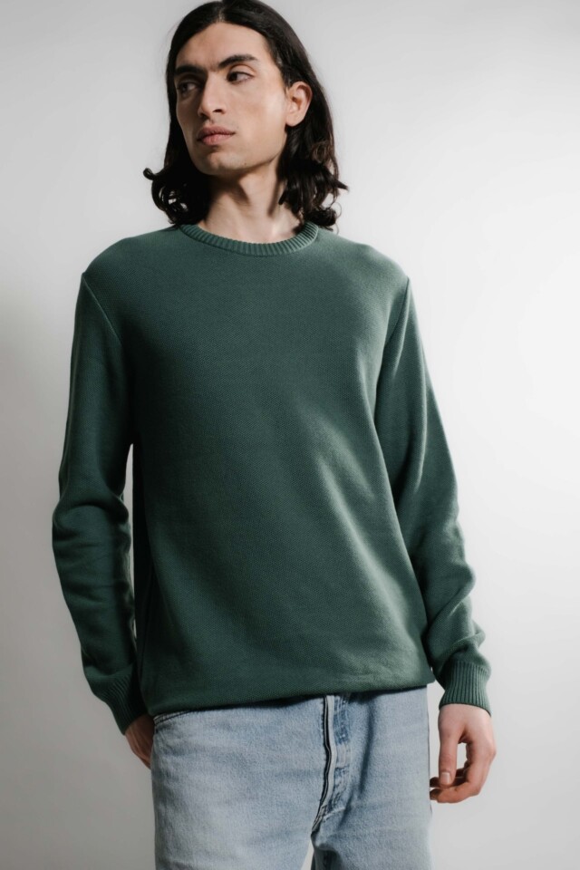 Nitto Knitwear - Agop col rond - Vert Bouteille