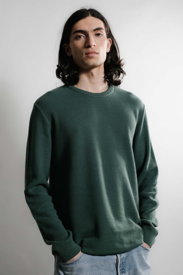 Nitto Knitwear - Agop col rond - Vert Bouteille