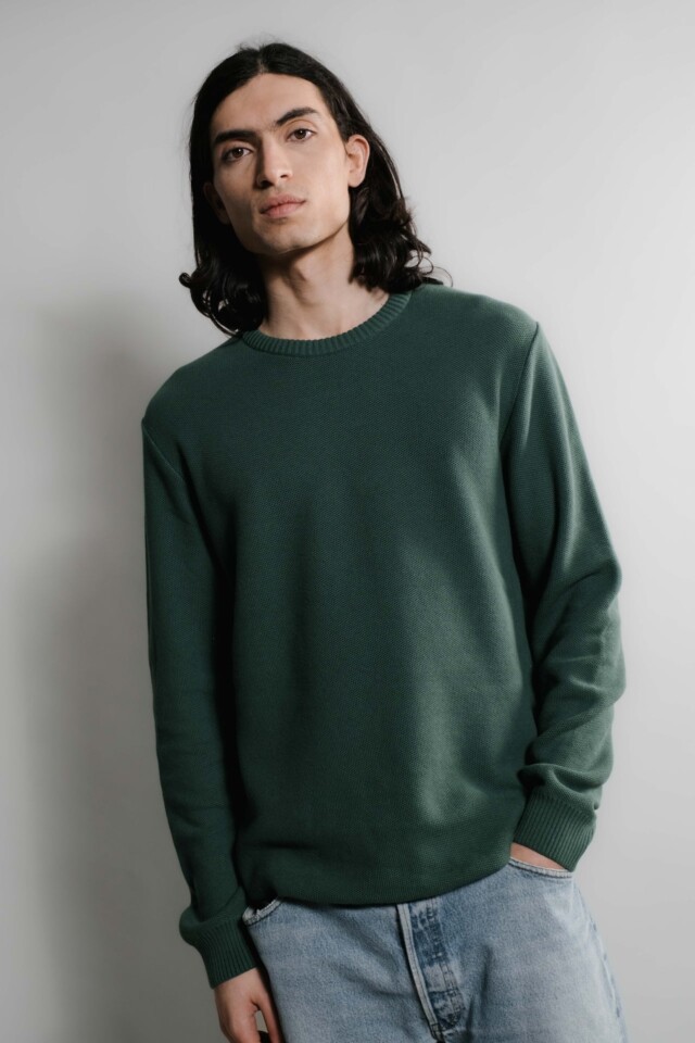 Nitto Knitwear - Agop col rond – Vert Bouteille