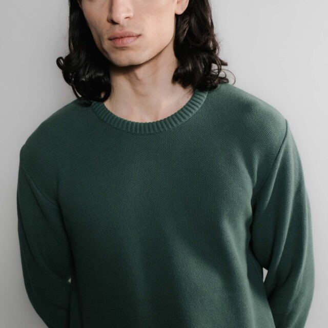 Nitto Knitwear - Agop col rond - Vert Bouteille