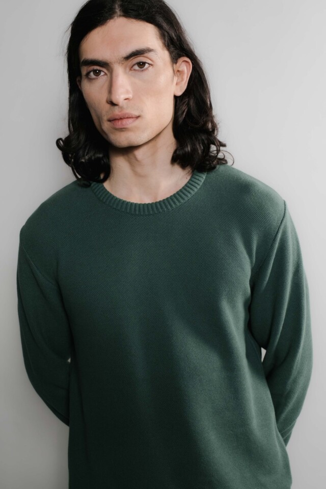 Nitto Knitwear - Agop col rond - Vert Bouteille