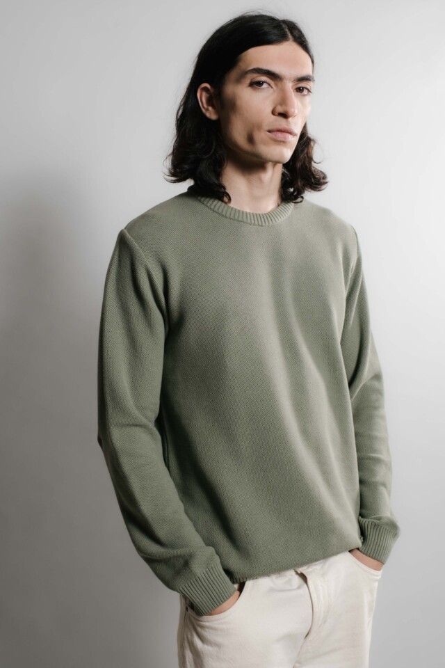 Nitto Knitwear - Agop col rond – Vert Militaire
