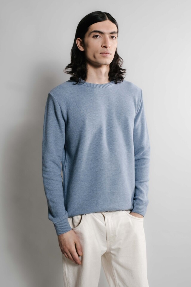 Nitto Knitwear - Agop col rond – Medium Indigo