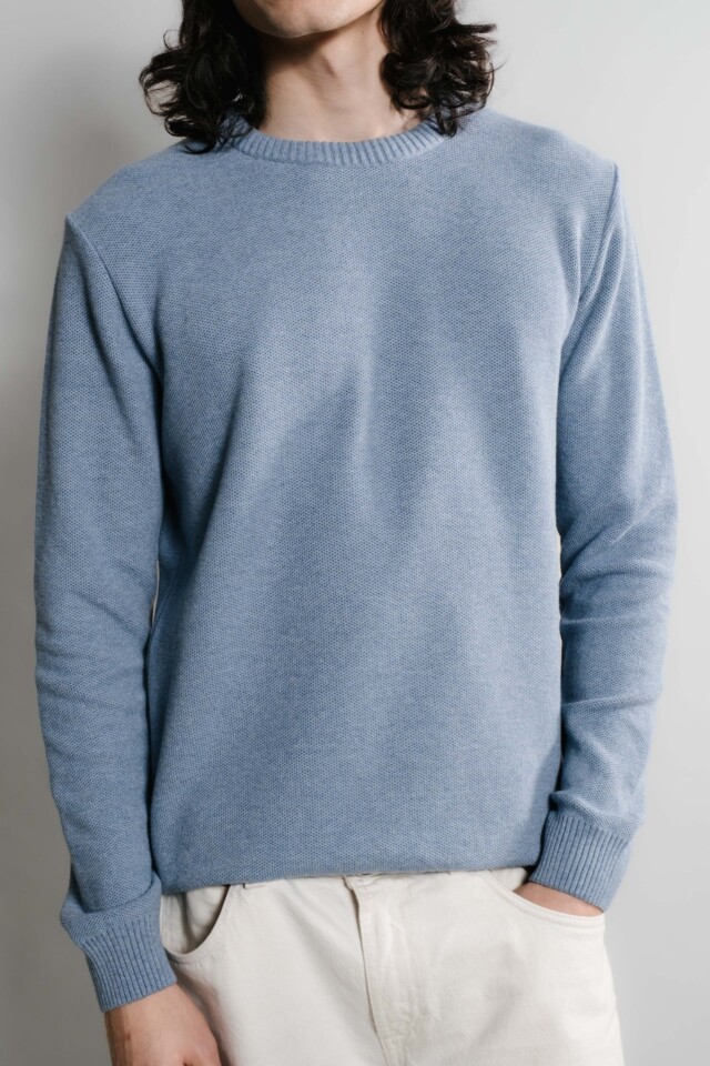 Nitto Knitwear - Agop col rond - Medium Indigo