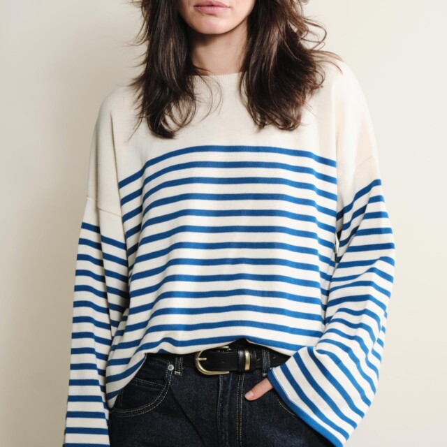 Tricots Jean Marc - Lori manches longues - Naturel / Bleu roi