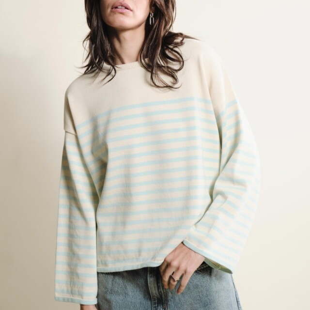 Tricots Jean Marc - Lori manches longues - Naturel / Vert d'eau