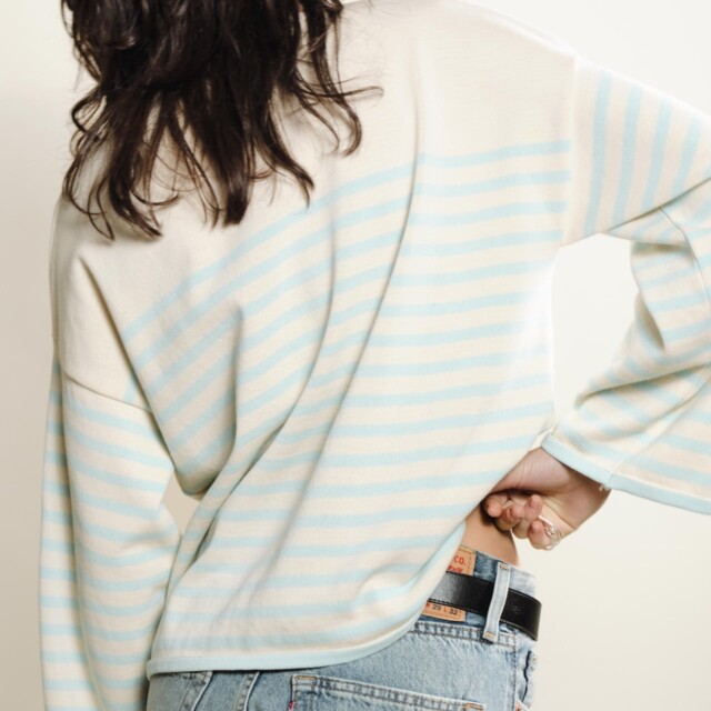 Tricots Jean Marc - Lori manches longues - Naturel / Vert d'eau