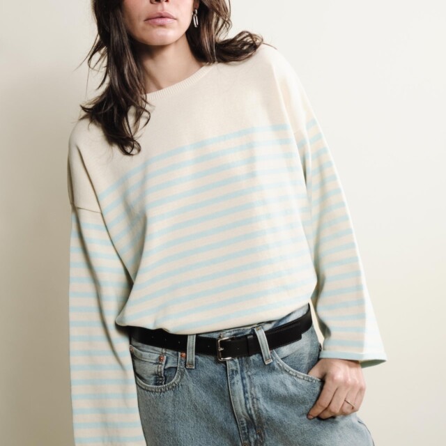 Tricots Jean Marc - Lori manches longues - Naturel / Vert d'eau