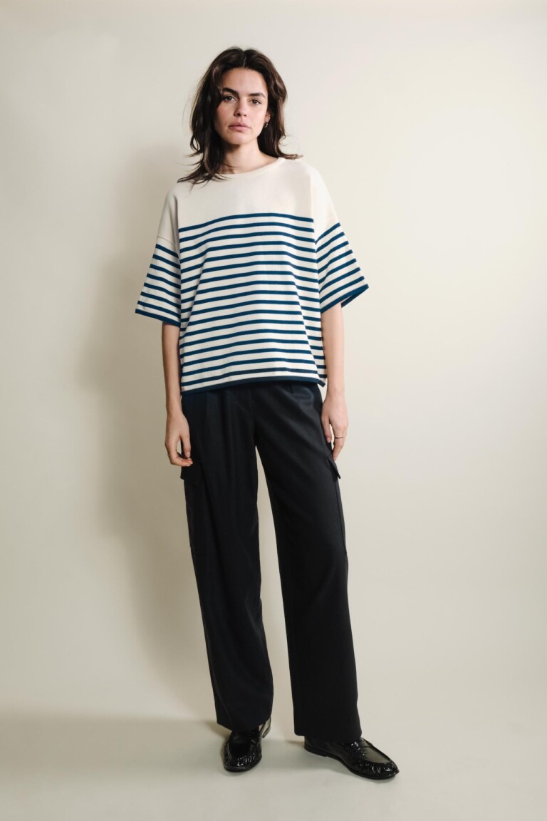 Tricots Jean Marc - Lori manches courtes - Naturel / Marine – M