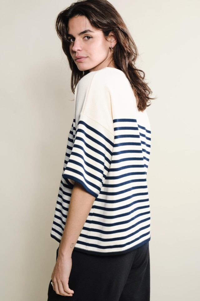 Tricots Jean Marc - Lori manches courtes - Naturel / Marine