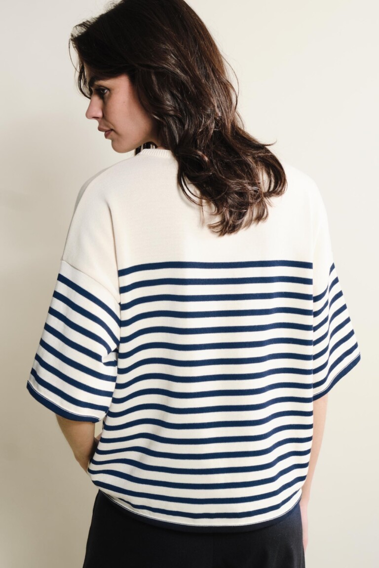 Tricots Jean Marc - Lori manches courtes - Naturel / Marine – M