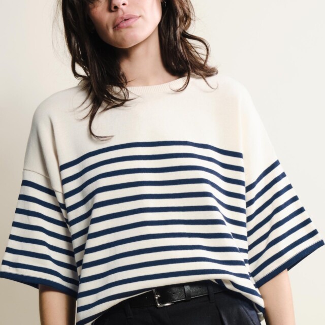 Tricots Jean Marc - Lori manches courtes - Naturel / Marine