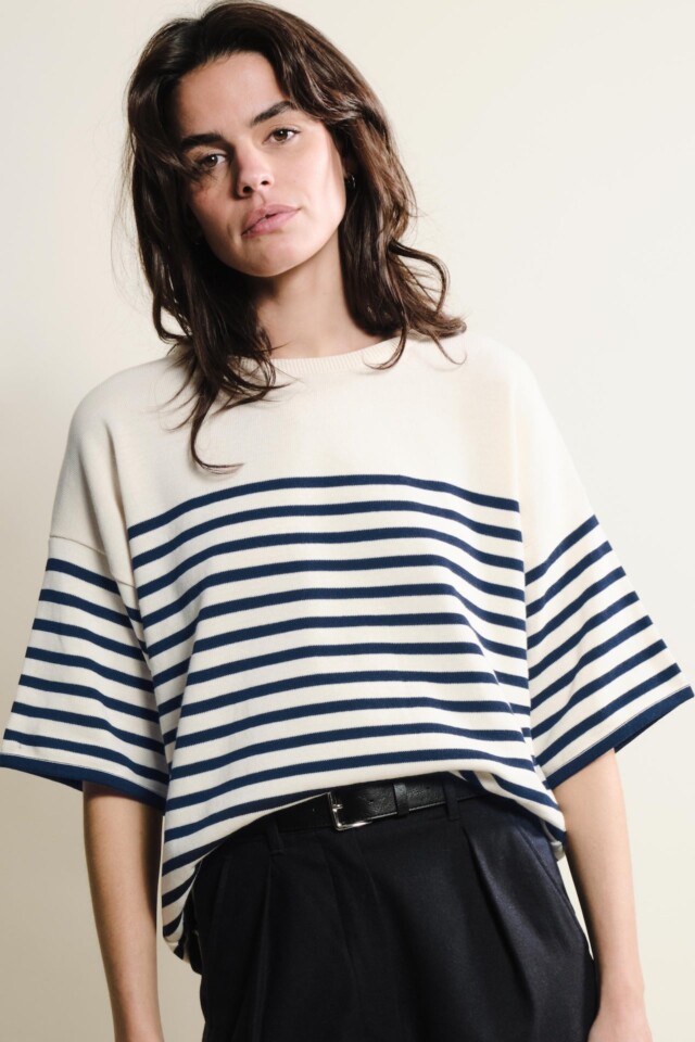 Tricots Jean Marc - Lori manches courtes - Naturel / Marine