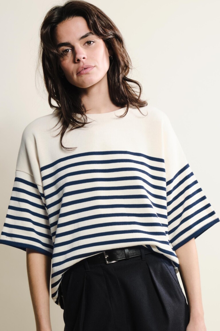 Tricots Jean Marc - Lori manches courtes - Naturel / Marine – M