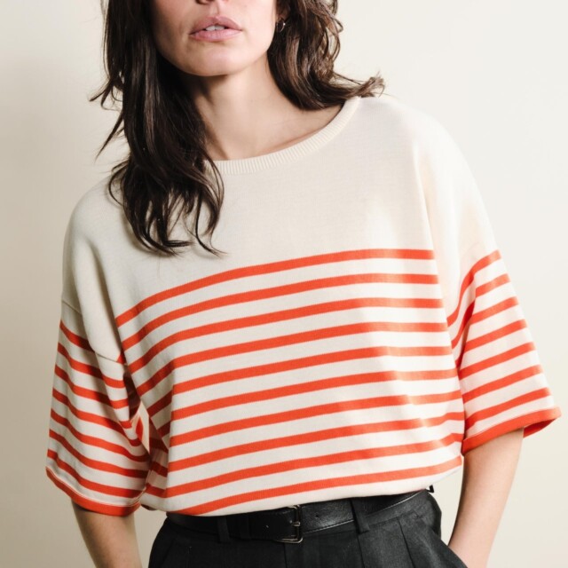 Tricots Jean Marc - Lori manches courtes - Naturel / Orange