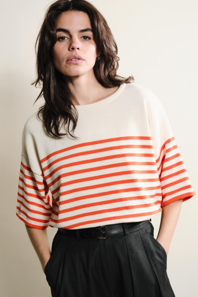 Tricots Jean Marc - Lori manches courtes - Naturel / Orange