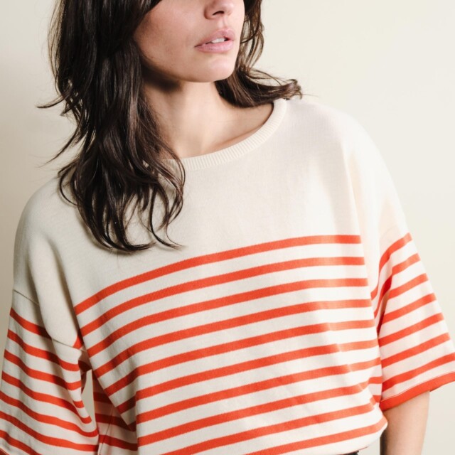 Tricots Jean Marc - Lori manches courtes - Naturel / Orange