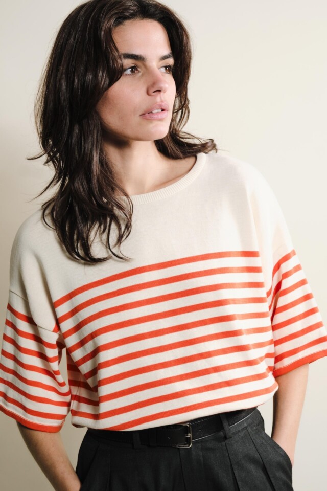 Tricots Jean Marc - Lori manches courtes - Naturel / Orange