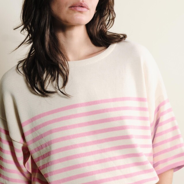 Tricots Jean Marc - Lori manches courtes - Naturel / Rose