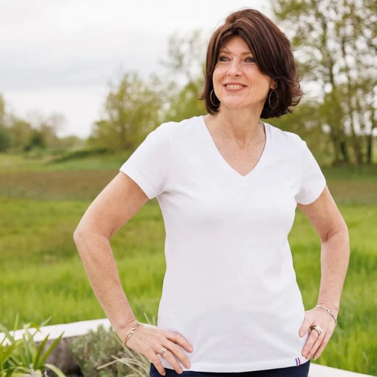 PALÂBA - T shirt col V blanc femme | PALABA