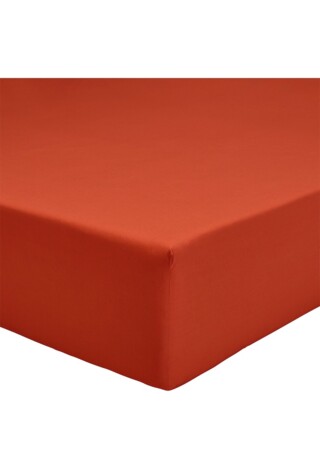Drap-housse en percale de coton biologique Rouille 140×200 c par la marque À Demain le linge français À Demain le linge français - Drap-housse en percale de coton biologique Rouille 140×200 c