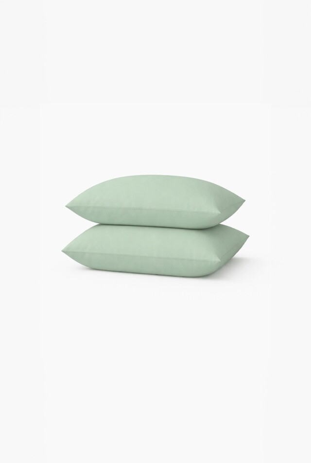 À Demain le linge français - Lot de 2 taies en percale de coton biologique 65×65 – Vert Saug