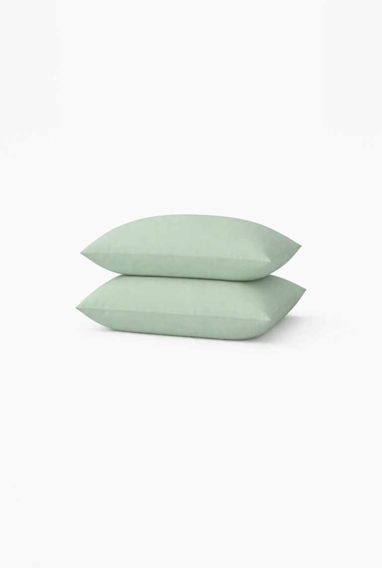 A demain - Lot de 2 taies en percale de coton biologique 65x65 - Vert Sauge