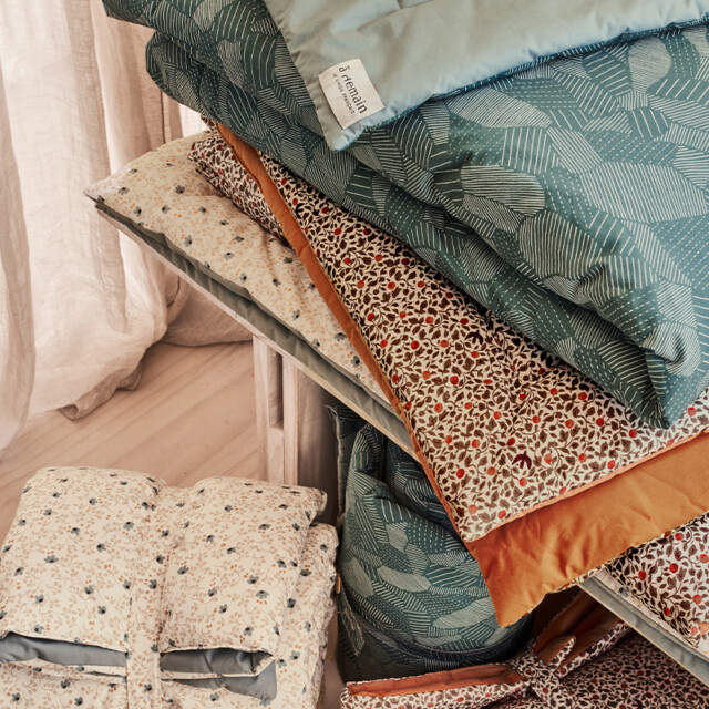 A demain - Matelas de sol imprimé en percale de coton Sous-bois 90x190 cm